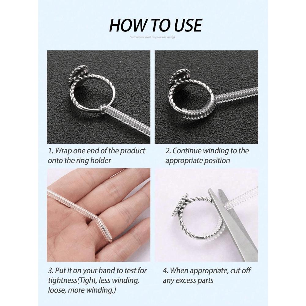 4pcs/Set Transparent Ring Sizer Adjuster, Invisible Coil Wrap Resizable Rings, Multiple Combinations Available