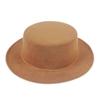 Wide Brim Felt Hat Retro Flat-top Cap New Women Flatcap  Church