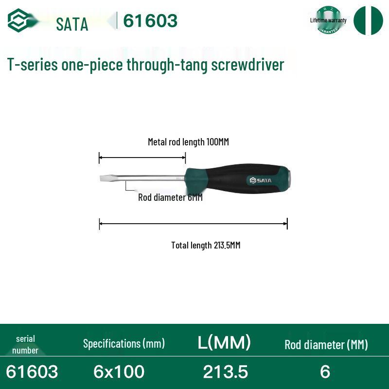 SATA High Hardness Magnetic Flat Head Screwdriver - Hammerable Industrial Tool
