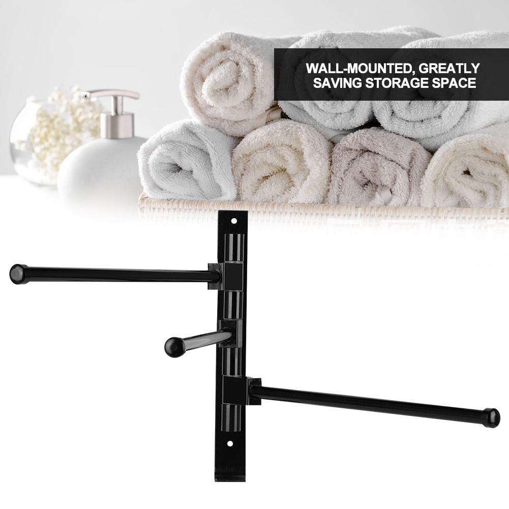 Home Hotel Badezimmer Raum Aluminium Beweglich Mehrfachstangen Handtuchhalter Halter AufbewahrungsorganisatorSchwarz 3
