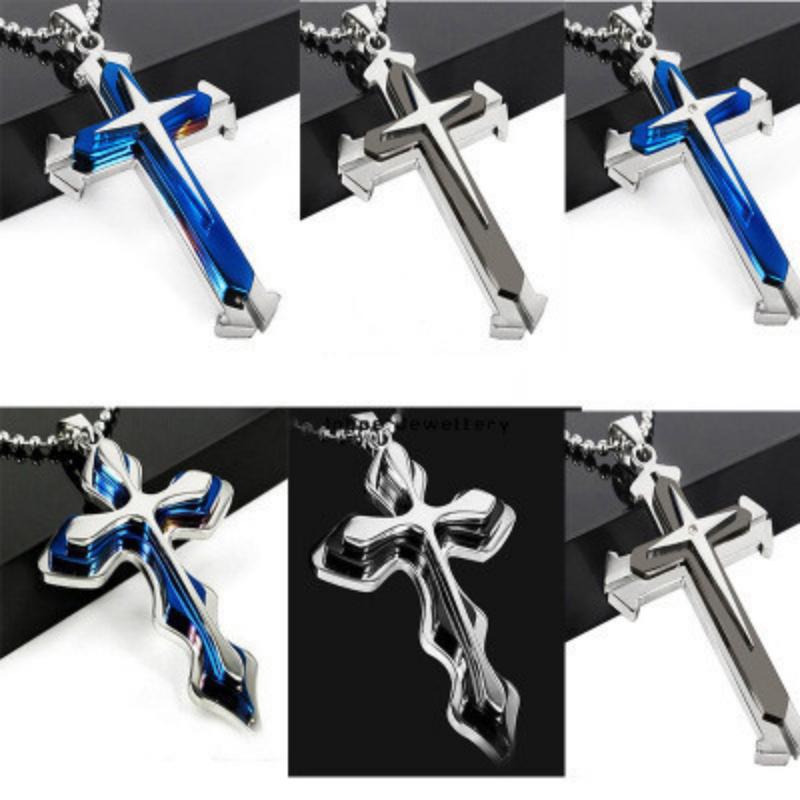 Men's Metal Pendant, Cross Chain Necklace, Jewelry, Cross Patterned Metal Chain, Couple