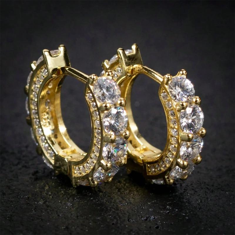 

Meier Hip hop full diamond zircon round earrings - unisex hoop earrings