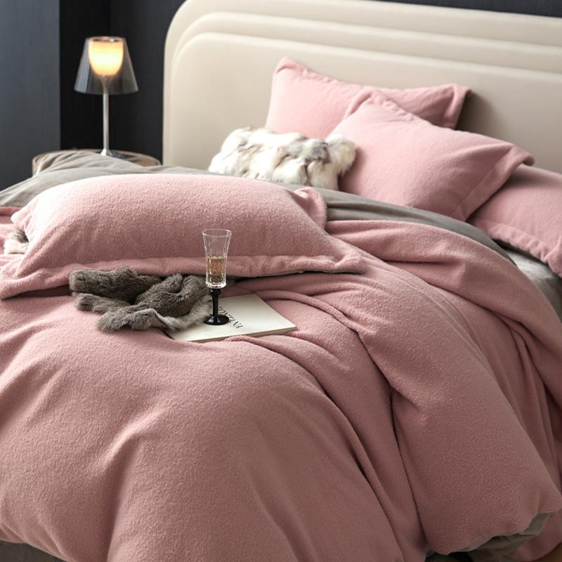 High-Grade Gorgeous A Version 350G Dolly Cashmere B Version 230G Thermal Oxygen Fleece Four-Piece Set Thickened Milk Fleece Sheets