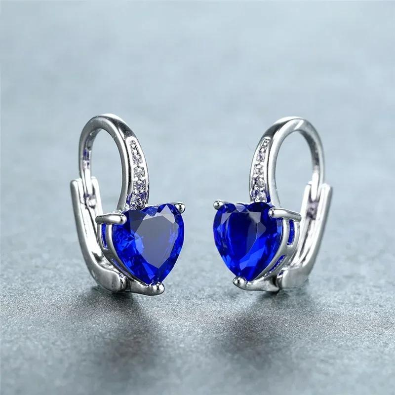 Royal Blue Zircon Oval Earrings Fashionable High-End Design Accessories for Banquets Personalized Simple Zircon