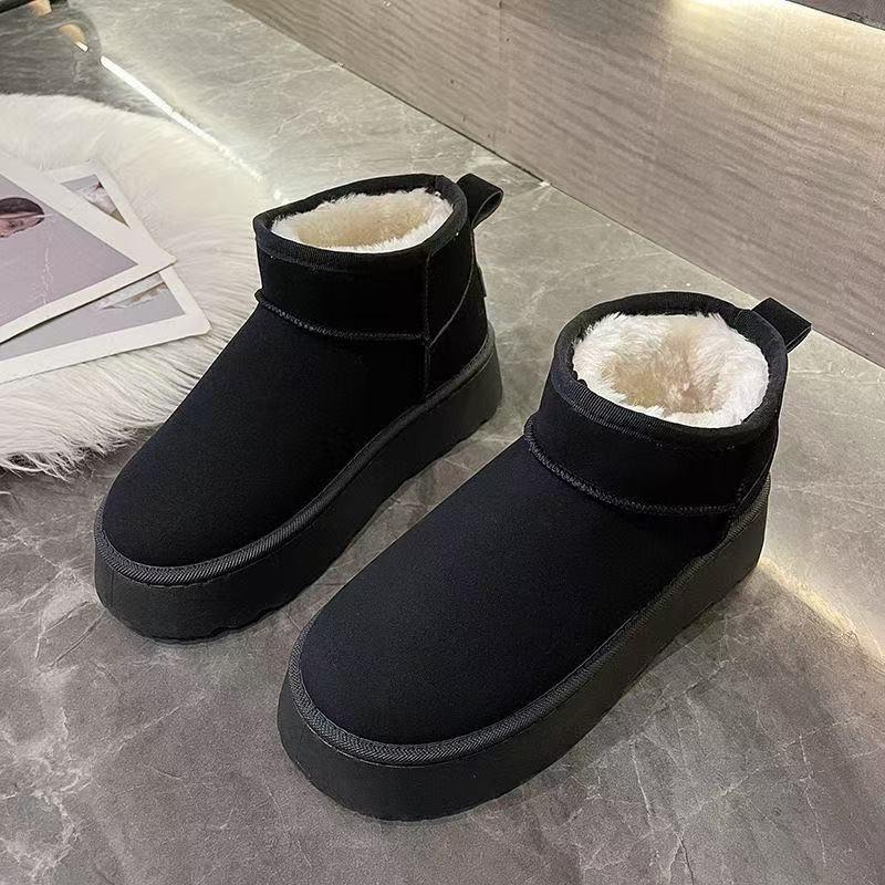 

Женские зимние теплые ботинки на толстой подошве, водонепроницаемые и нескользящие, с бархатной подкладкой, средней высоты голенища, для улицы 41 чёрный