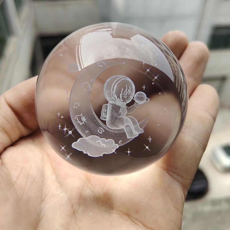 30 Clear Crystal Balls with 3D Laser-Engraved Solar System and Earth Galaxy Design - Creative Desktop Ornaments