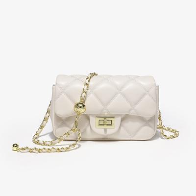 Tendência deste Ano: Bolsa Transversal Pequena para Mulheres Novo Modelo 2025 com Pequena Bola Dourada e Corrente Acolchoada Opcional para Mulheres