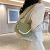 2025 Spring Fashion Versatile Commuter Pearl Chain Bag Solid Color Premium Ladies Crossbody Bag One Shoulder Saddle Bag