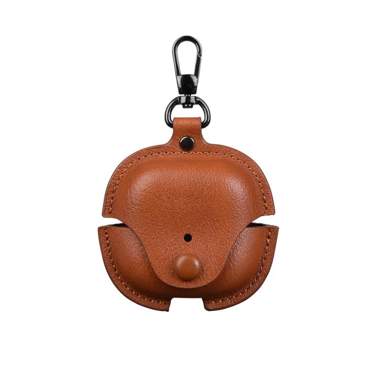Business‑Style PU Leather Earbuds Case with Hook for Huawei FreeClip 2, Shockproof Protective Cover