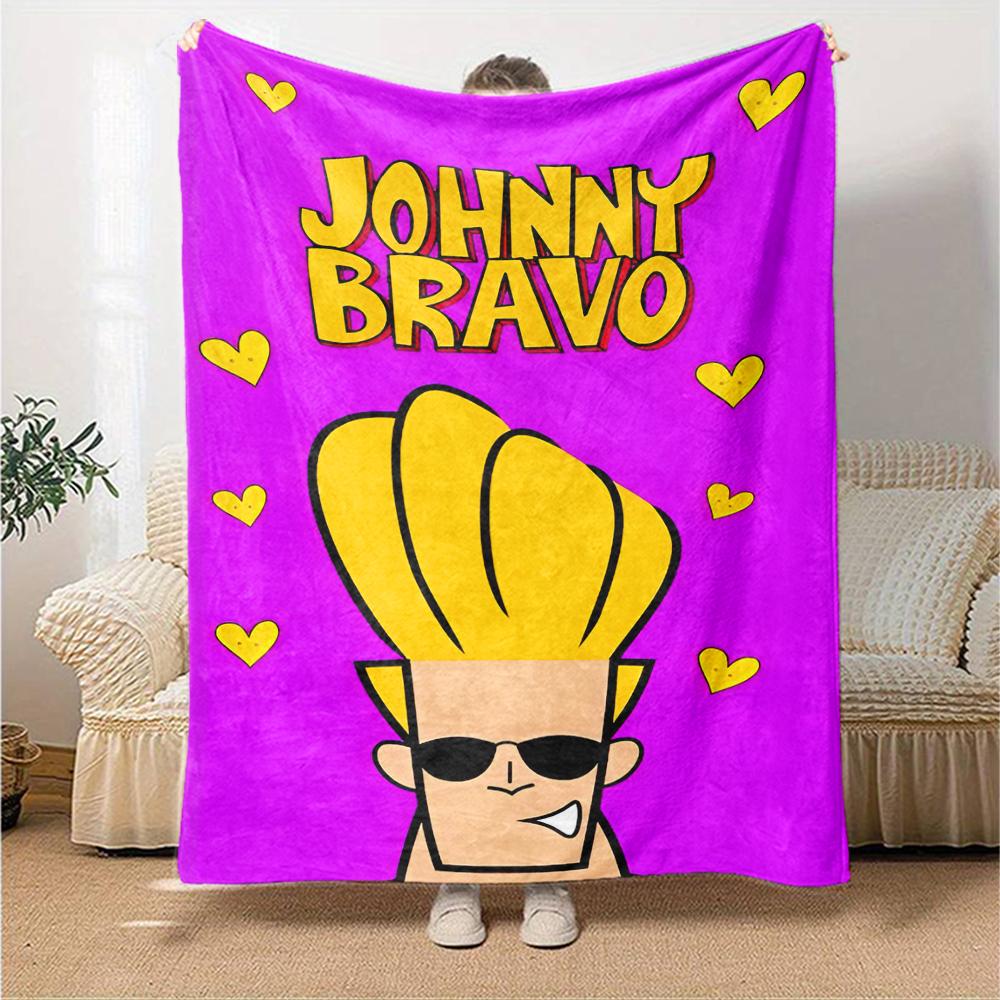 Johnny Bravo Theme Printed Blanket - Perfect for Couch, Bed, Travel & Outdoor Use | Machine Washable, Cozy & Durable.
