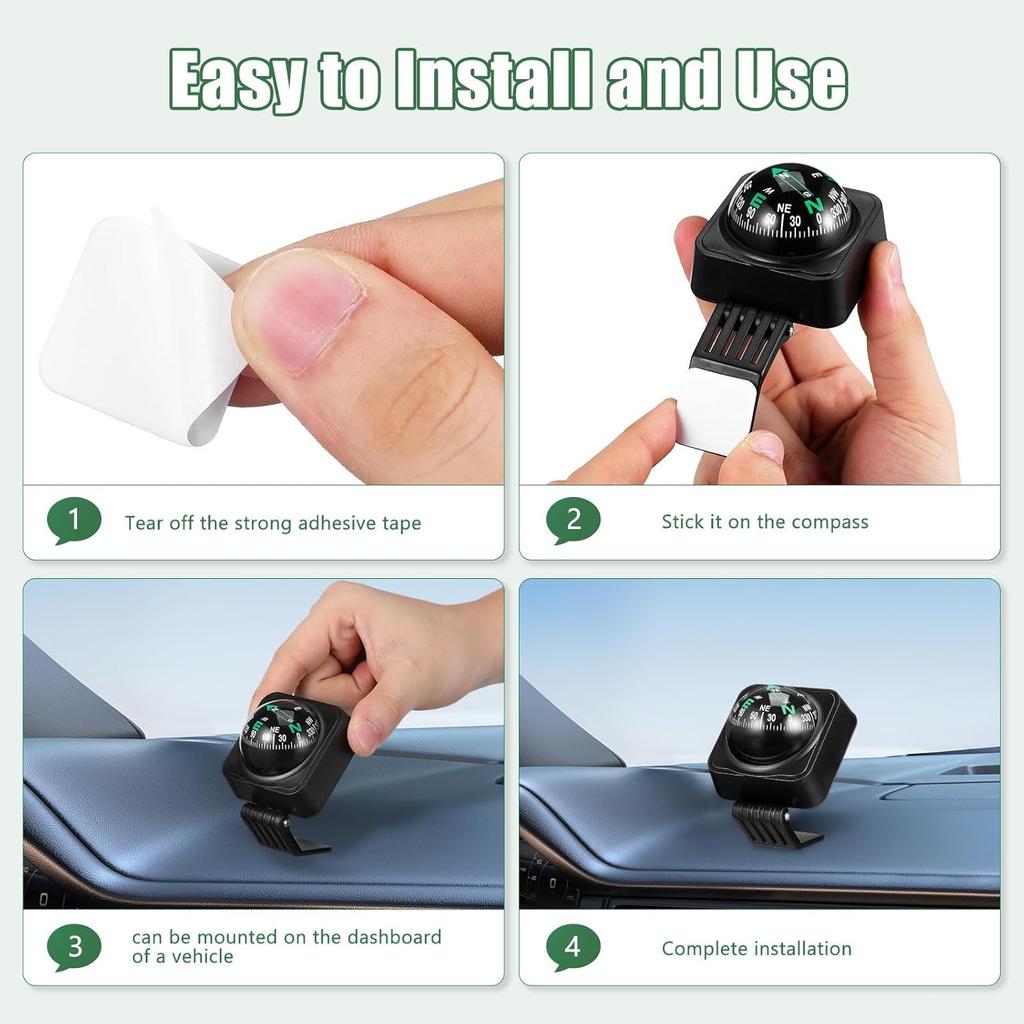 Bússola de Bola iplusmile para Painel de Carro, Bússola Automática Ajustável para Painel, Acessórios Universais Navegação Precisa para Barco Carro Caminhão SUV Marítimo