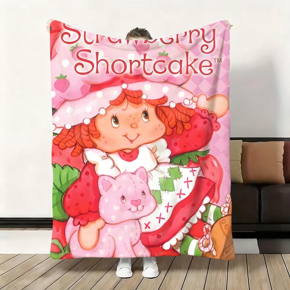 Süßer Cartoon s-Erdbeer S-Sahnetorte Überwurf Flanell Flauschig Weich Decke Warm Hautfreundlich Überwurf für Sofa Bett Büro Nickerchen Winter