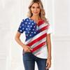 Women's T Shirt Independence Day Print Button Short Sleeve Daily Weekend Fashion Basic V- Neck Regular Top