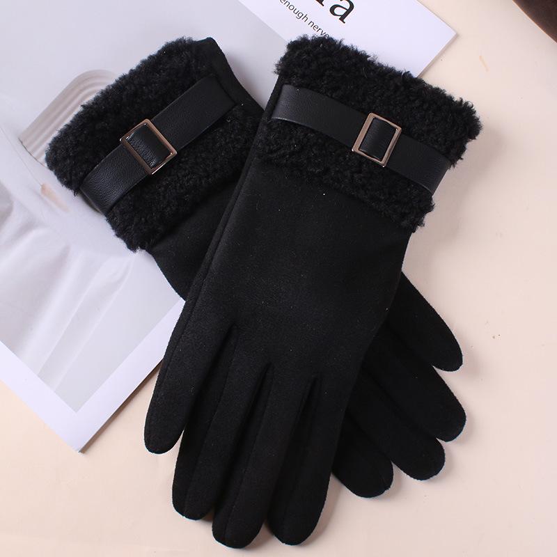 Women's Winter 2025 Touchscreen Cycling Gloves - Windproof, Cold-Proof, Split-Finger Design with Fur Trim.