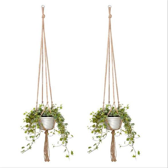 Gardening Greening Flower Pots Hemp Rope Hanging Net Flower Pot Basket Hanging Gondola Hand Made Twine 90cm 105cm 122cm
