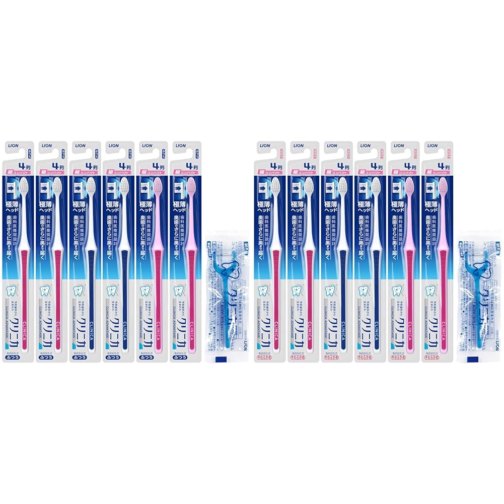 Clinica Advantage Toothbrush 4 Rows Ultra Compact Regular 6 Pieces + Floss Soft Set Purchase