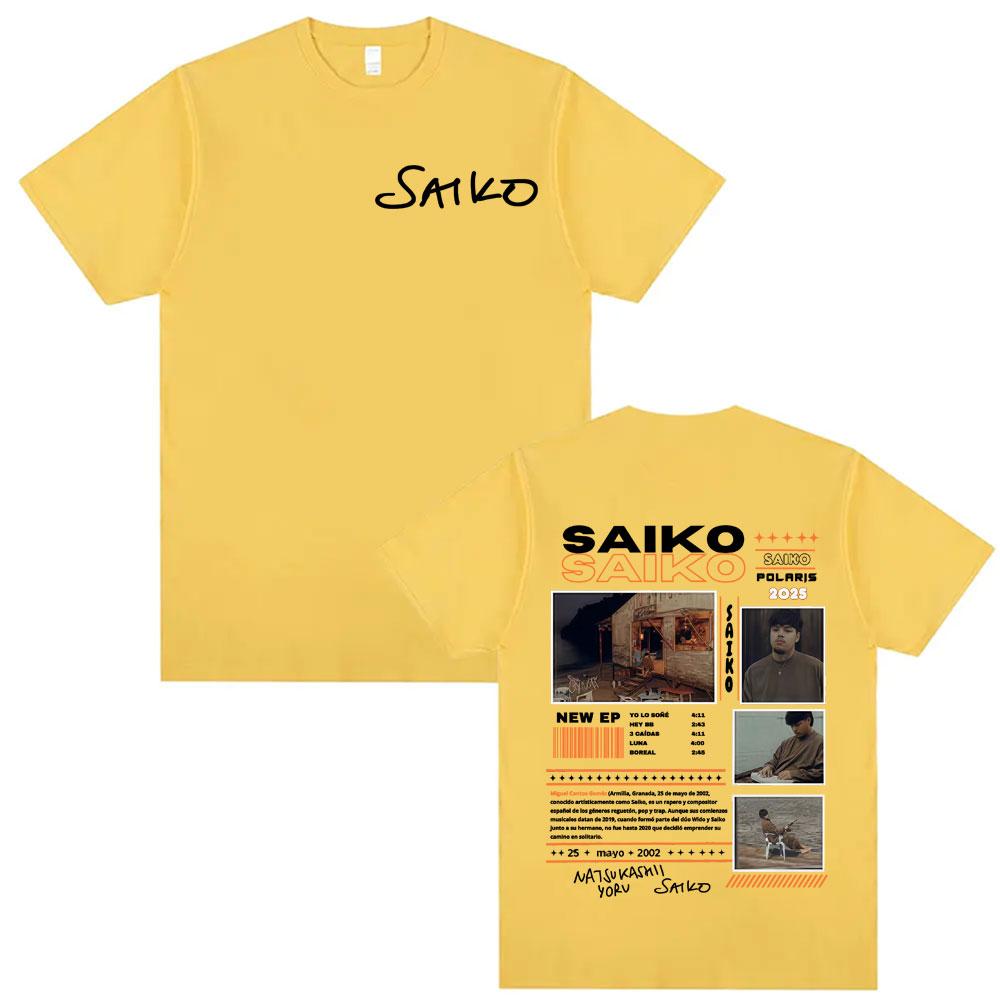 Rapper SAIKO POLARIS Album Tour 2025 Merch Tshirts Unisexs Clothing Oversized T Shirt Vintage Hip Hop Comfort Cotton Tshirt Tops