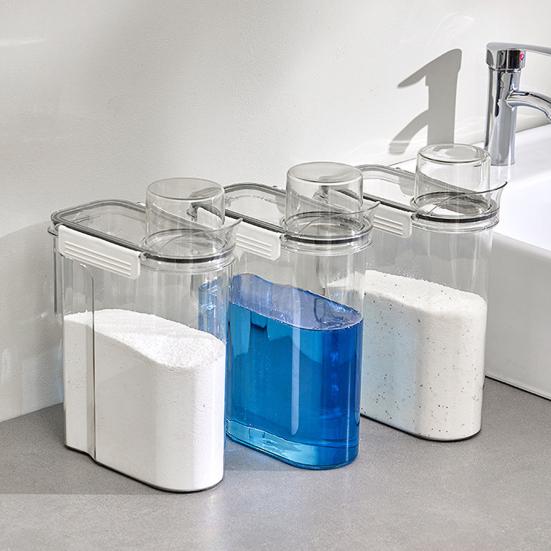 Sealed Laundry Detergent Jar Transparent Storage Bottle Detergent Powder Box Prevents Dampness for Laundry