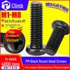 Black Semicircular Head Cross Slot Machine Screw: Pan Head, Sizes M1-M6
