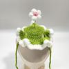 Crochet Cat Hat Adjustable Pet Hat Handmade Crochet Flower Cat Hat Scalloped Pet with Flower Ear Holes Cute Party for Small