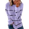 round Collar Loose Striped Top Female Crew Neck Loose Striped Top