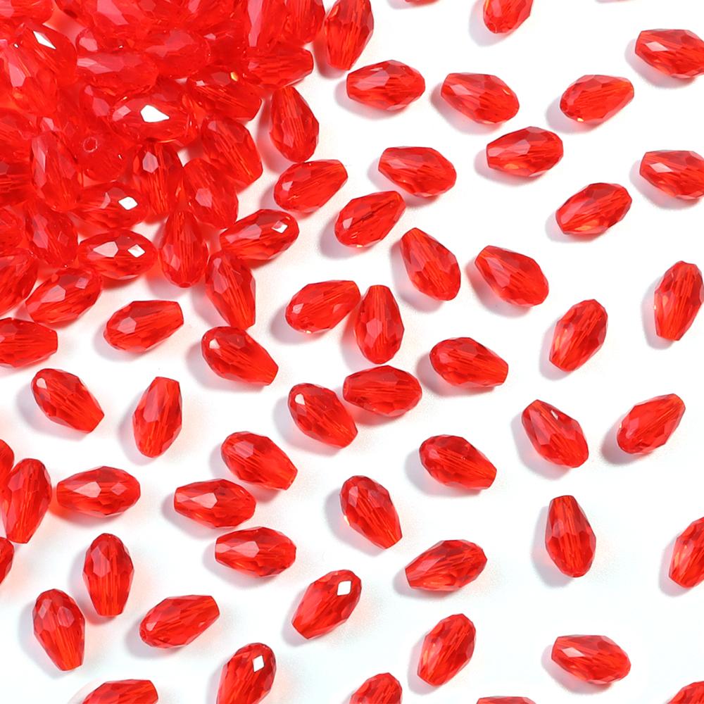 50pcs/lot 8x12mm Droplet Shaped Crystal Beads Colorful Loose Spaced Faceted Glass Beads For DIY Exquisite Bracelet Earring Gifts