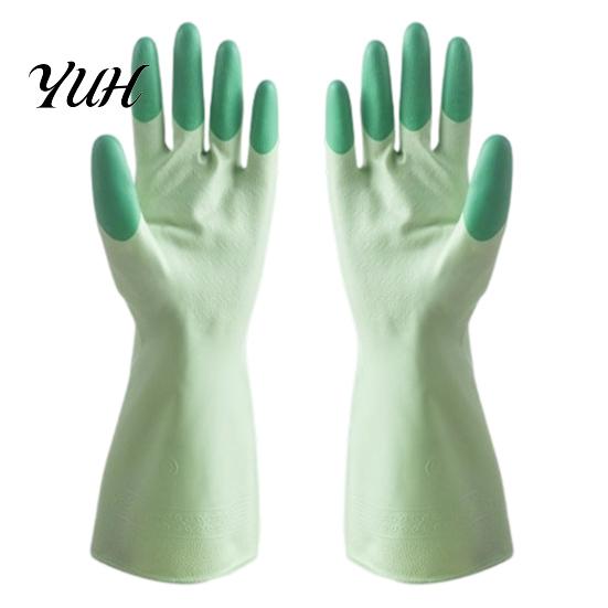 Dish Scrubbing Gloves for Home 2PCS PVC Dishwashing Gloves, Reusable Oil Resistant Cleaning Extended Flexible Waterproof Cuffs Kitchen And Household