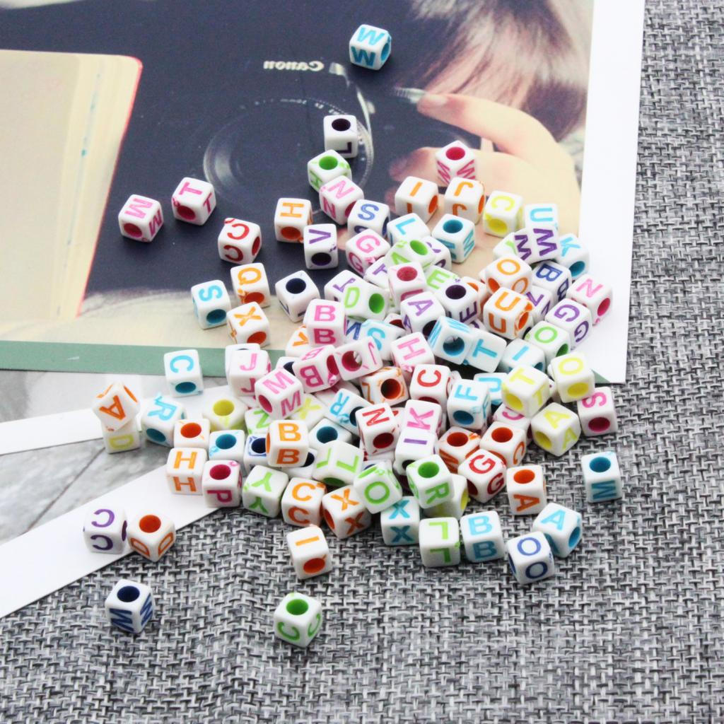 50g/Pack Cubic Alphabet Letter A-Z Loose Beads DIY Necklace Bracelet Finding