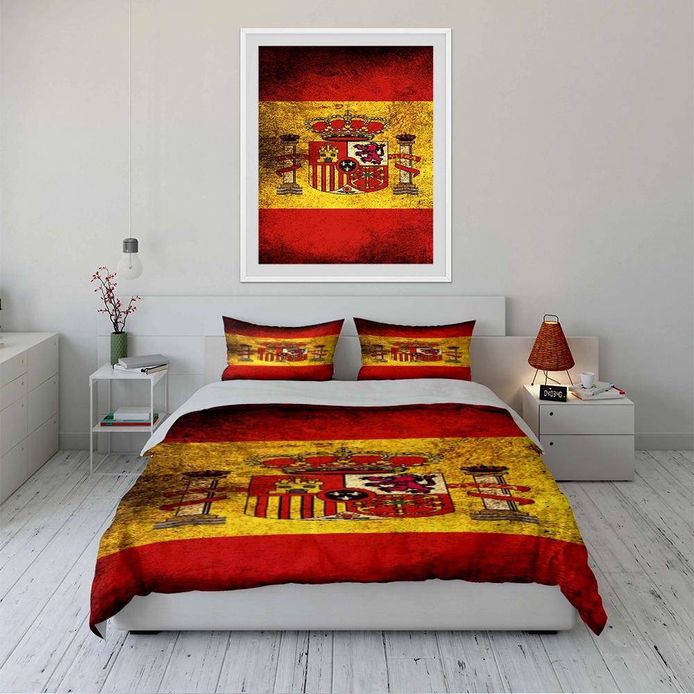 Spanish Flag Bedding Set Bedding Duvet Cover Set Duvet Cover Pillowcases Home Decor (1 * Duvet Cover 2 * Pillowcases, without duvet insert)