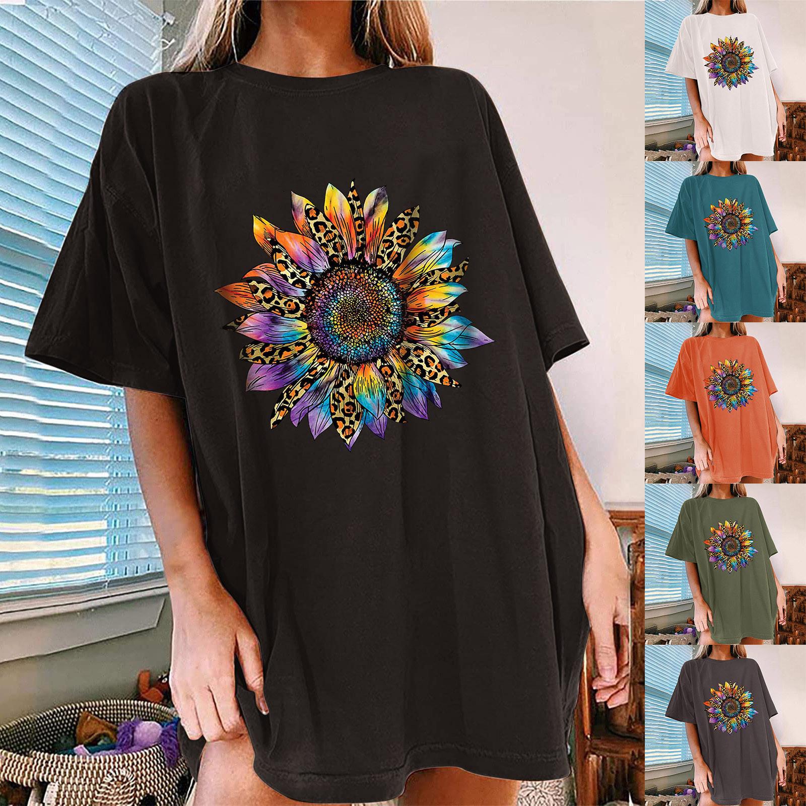 

Женская милая летняя свободная рубашка с коротким рукавом и круглым вырезом в стиле ретро с короткими рукавами и принтом