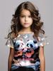 Girl Clothes Cute Animals 3D Print Casual Crew Neck Short Sleeves Graphic T Shirts Children's Clothing 2-10Y for Animals Lover