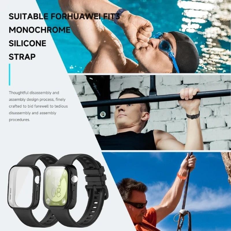 For Huawei Watch Fit 4 Fit 3 Strap Soft Silicone Sport Watchband and TPU Soft Shell Breathable