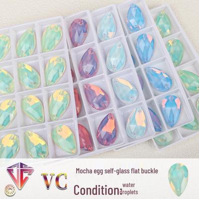 Perles Strass Fluorescentes Mocha Goutte d'Eau - Fait Main DIY Accessoires Flatback à Deux Trous