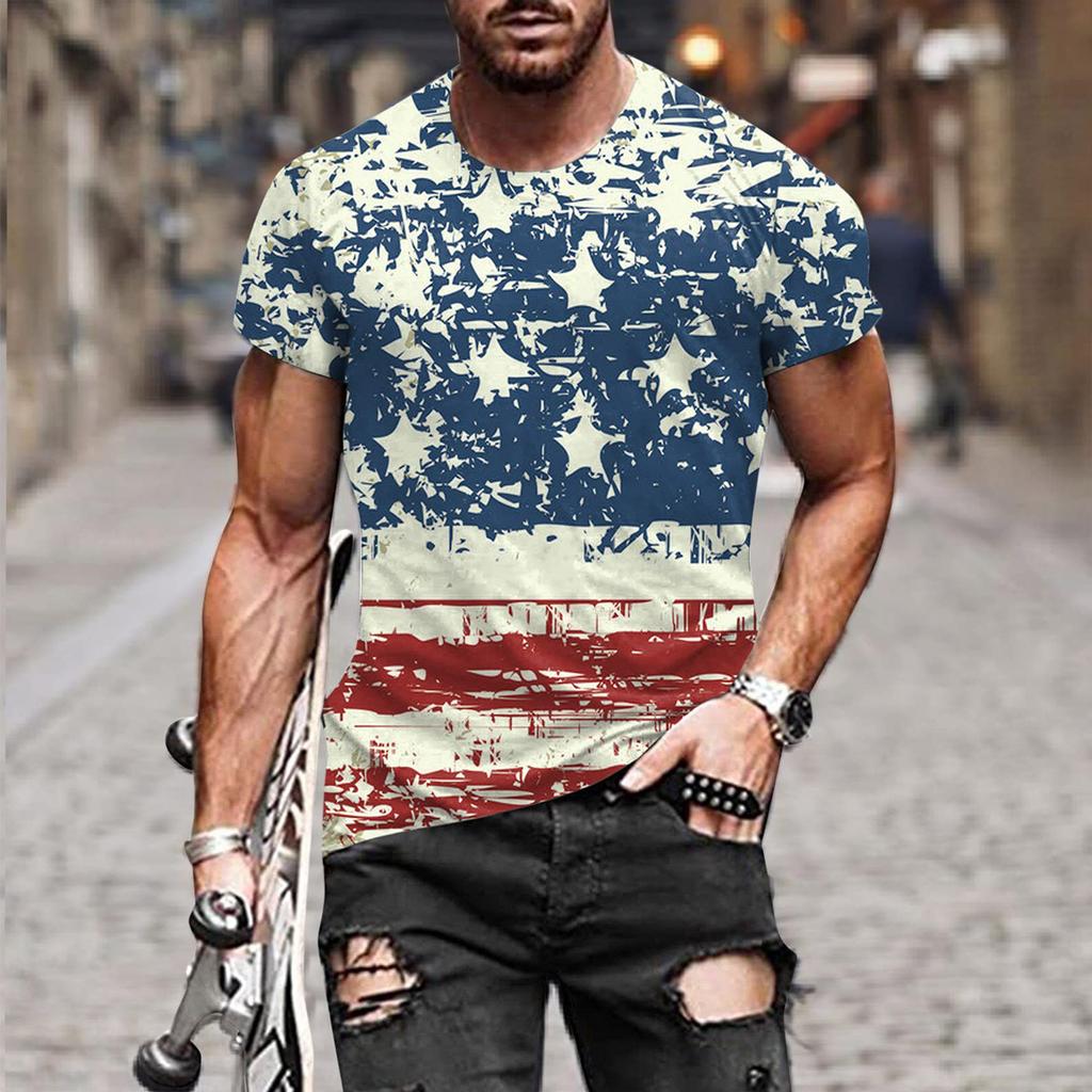 Trička Košile pro muže, Pánské Tričko American Flag Vlastenecké tričko Krátký rukáv Vzhled Cvičební trička