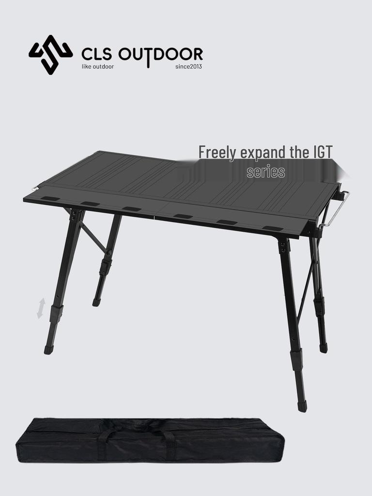 Extended Portable Aluminum Camping Table with IGT Stove Mobile Kitchen Functionality