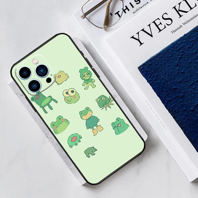 Cute Green Frog Case For iPhone 17 Air 15 14 13 12 11 16 Pro Max Mini 16 15 Plus 16e Funda Silicone Cover