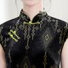 Elegant Women's Black Velvet Short-Sleeve Qipao - Youthful Autumn 2025 Style