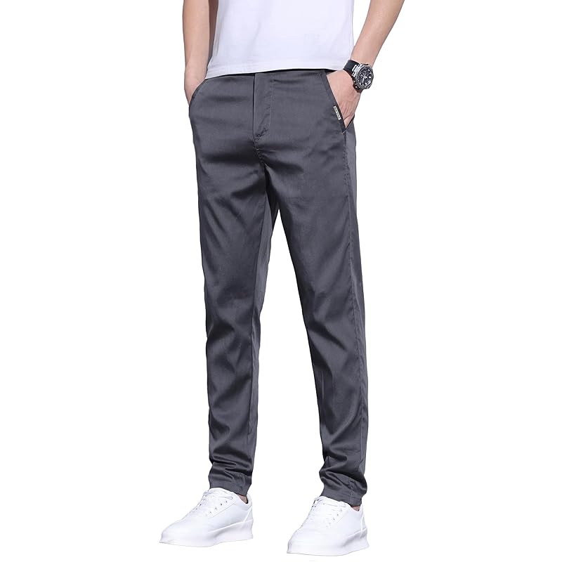 

[Fasshonrida] slacks men s pants Slender skinny pants slim long legs tapered pants cold sensation tencel cool stretch pants Elegant luster cool