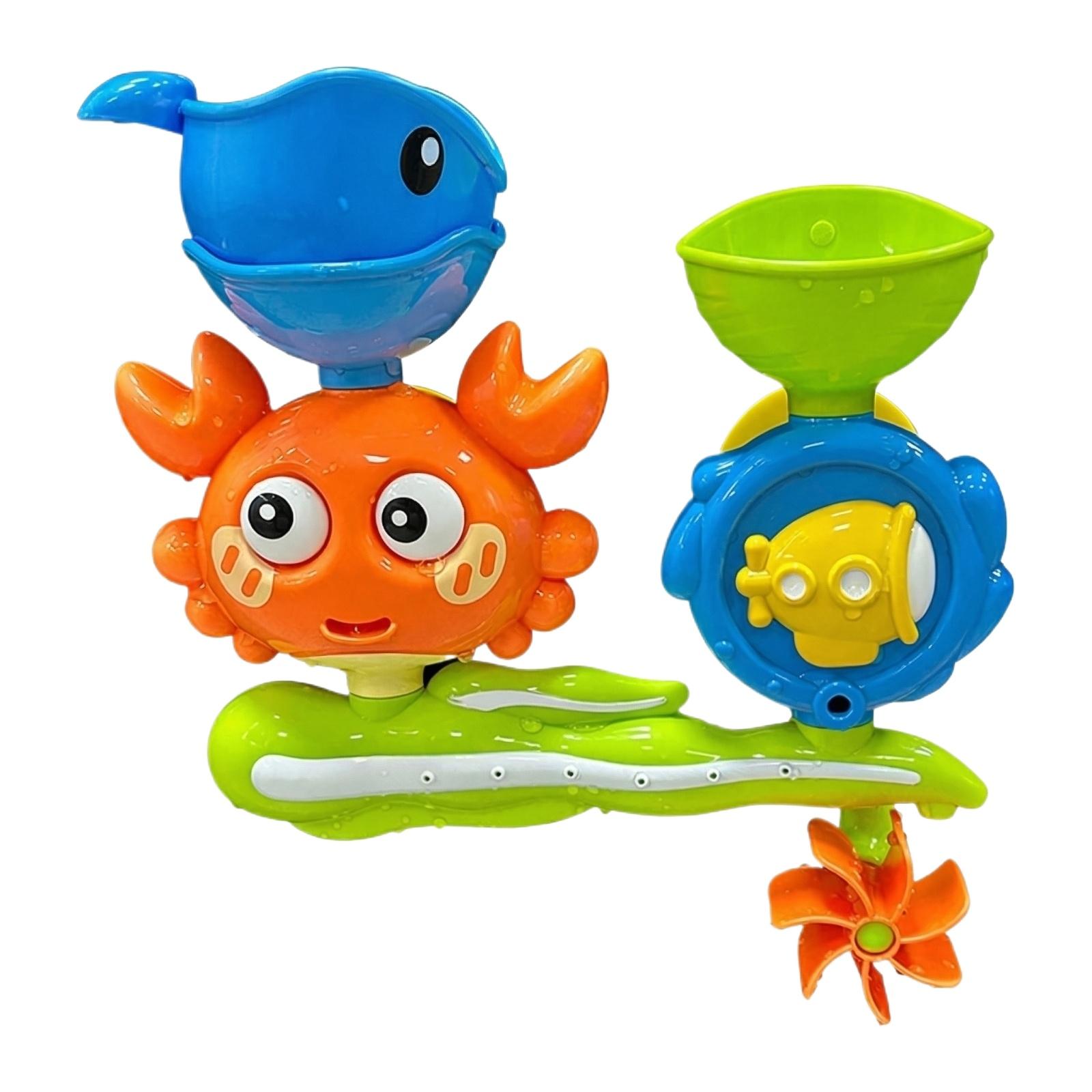 Bath Toy Crab Water Wheel Spinner with Whale and Submarine Features Suction Cup Mounted Bath Toy Set for Kids One Size жёлтый