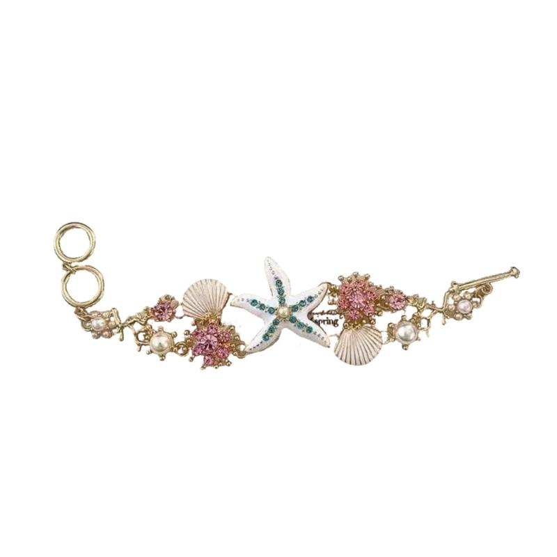 

Браслет из ракушек морской звезды с жемчугом, регулируемая цепочка, ожерелье, пляжные украшения для отпуска, ожерелье с подвеской для различных случаев белый