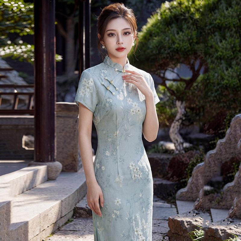 Yellow Modern Chinese-Inspired Midi Qipao Dress Women 2026 Stylish Everyday Wear