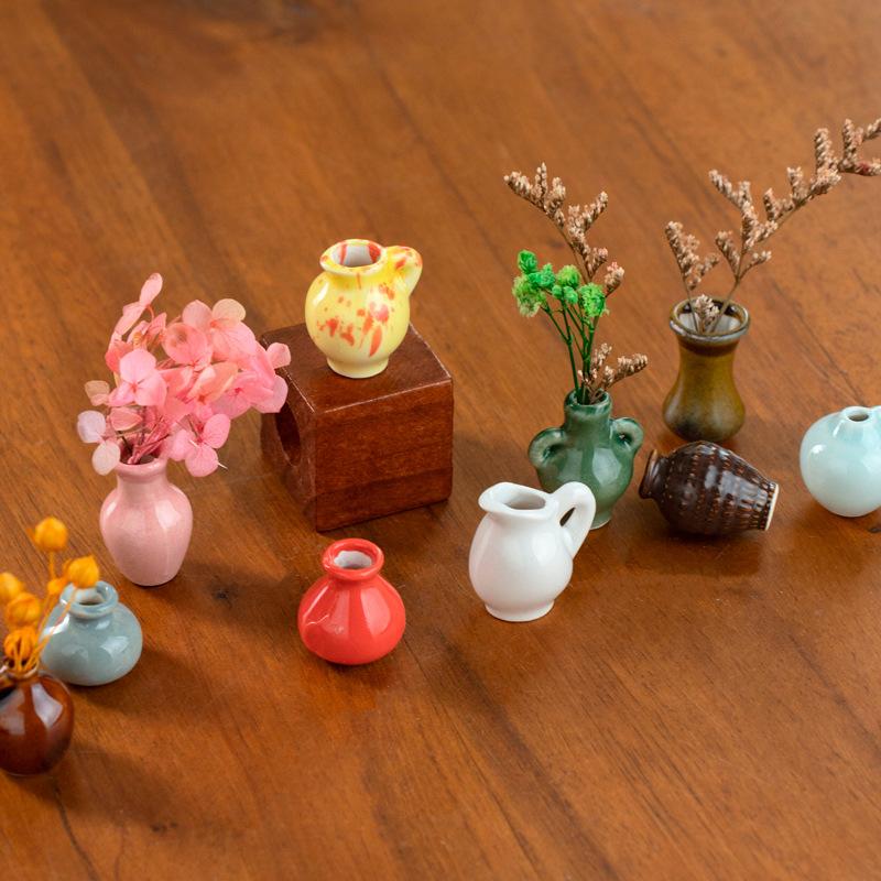 Cute Mini Ceramic Vase Fridge Magnet DIY Finger Flower Arrangement Decor Creative Refrigerator Sticker Ornament