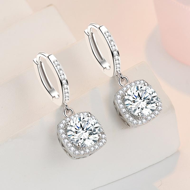 Fine Jewelry 925 Sterling Silver Earrings Inlaid With Zircon Crystal Flower Earrings Charm Jewelry For Women Gift Engagement