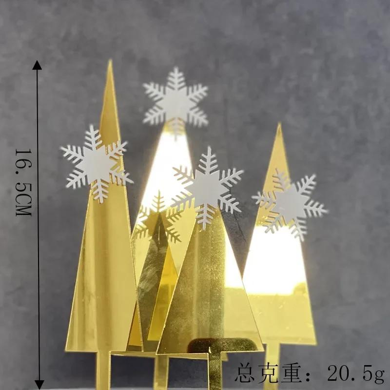 Golden Acrylic Christmas Tree Cake Toppers For Kids Christmas Party, Family Party, Xmas Cakes Decoration