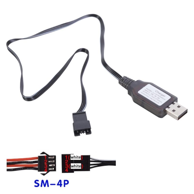 SM4P USB Charging Cable SM4P Charger LED Indicators For 7.4V LithiumBattery RCModel Vehicles Boats Remote Controlled Toy
