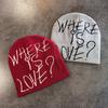 Simple Color Blocked Letter Pattern Neutral Casual Warm Knitted Hat Winter For