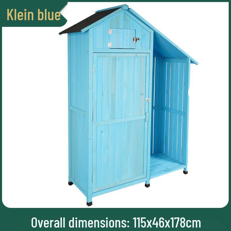 Waterproof Outdoor Wooden Storage Cabinet for Garden Tools - Anti-Corrosion and Sun Protection, Ideal for Courtyard and Balcony Use.