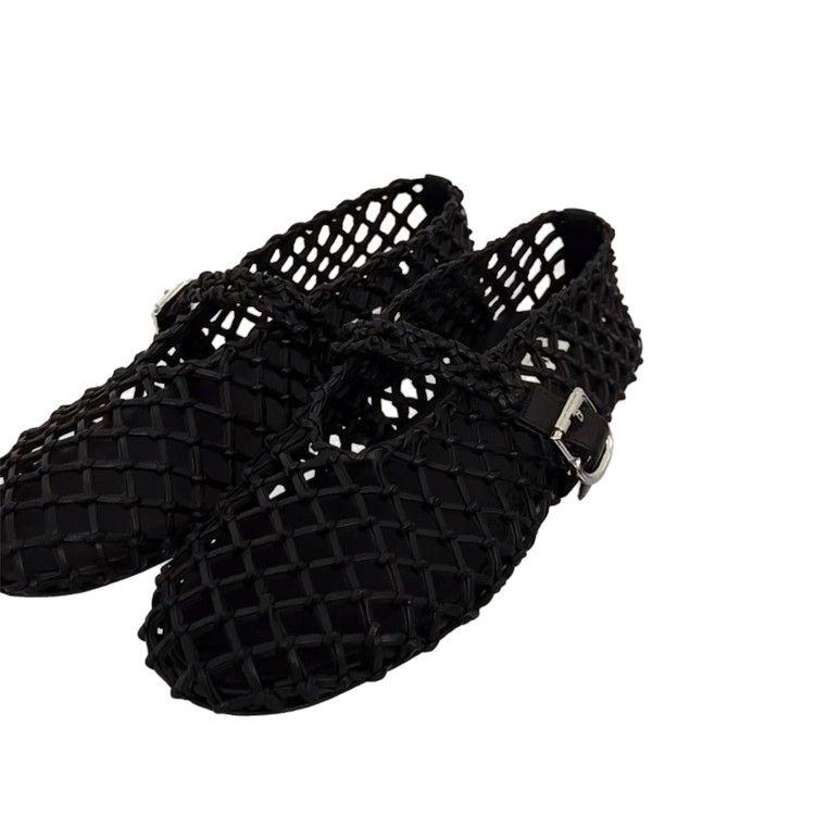 Fashion 2025 Summer Ballet Shoes Women's Mary Jane Shoes Women's Flat Bottom Mesh Fishing Net Hollow Single Shoes Sandals