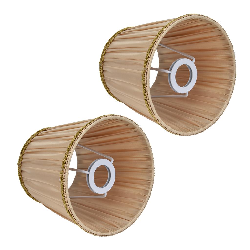 2 STK Stofflampenschirm Einfacher Lampenschirm für E14 Schraubkerzenlampe Tischleuchte Kronleuchter Gold