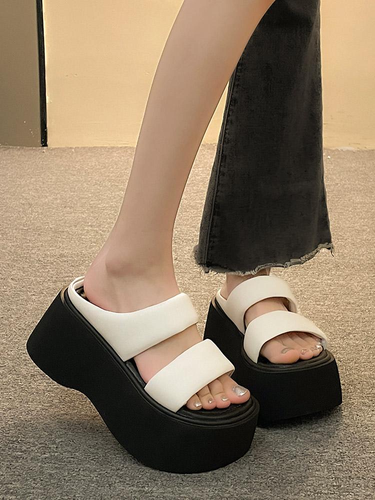 Elevated Thi Heel Slippers Women's Summer Outdoor Faion 2025 New Internet Celebri Beach Casual Extremely ular Sandals